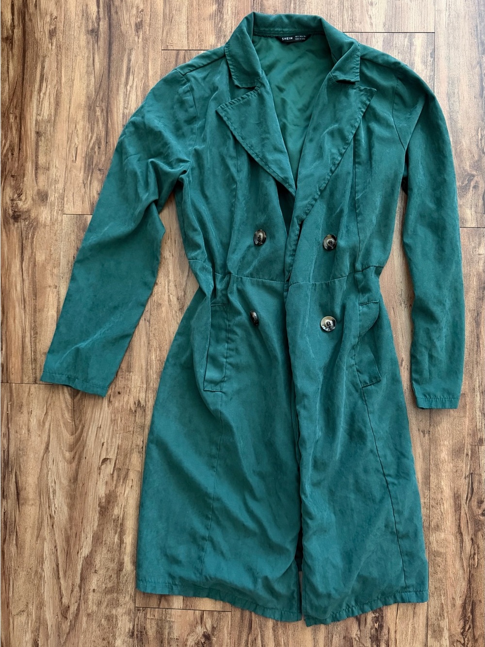 Deep Teal Button Up Trench Coat